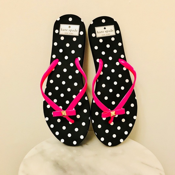 kate spade Shoes - ♠️KATE SPADE Polka Dot Pink Bow Flip Flop